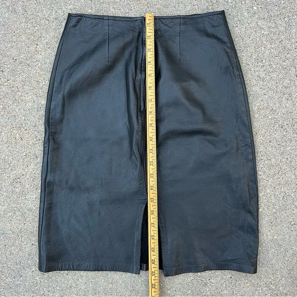 Vintage Firenze Skirt Black Butter Soft Leather Pencil Straight Western Boho 4 - Image 4