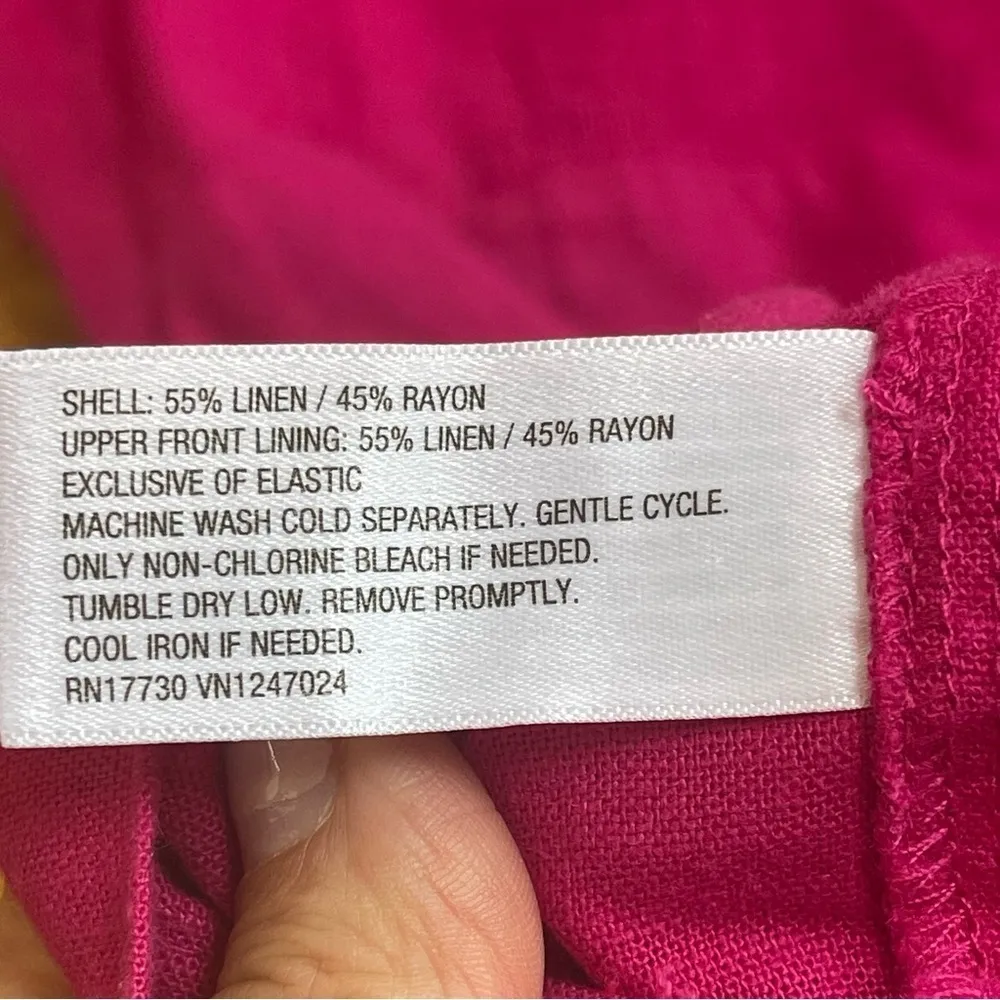 Women’s A New Day Puff Sleeve Linen Blend Dress Dark Pink Magenta L - Image 10