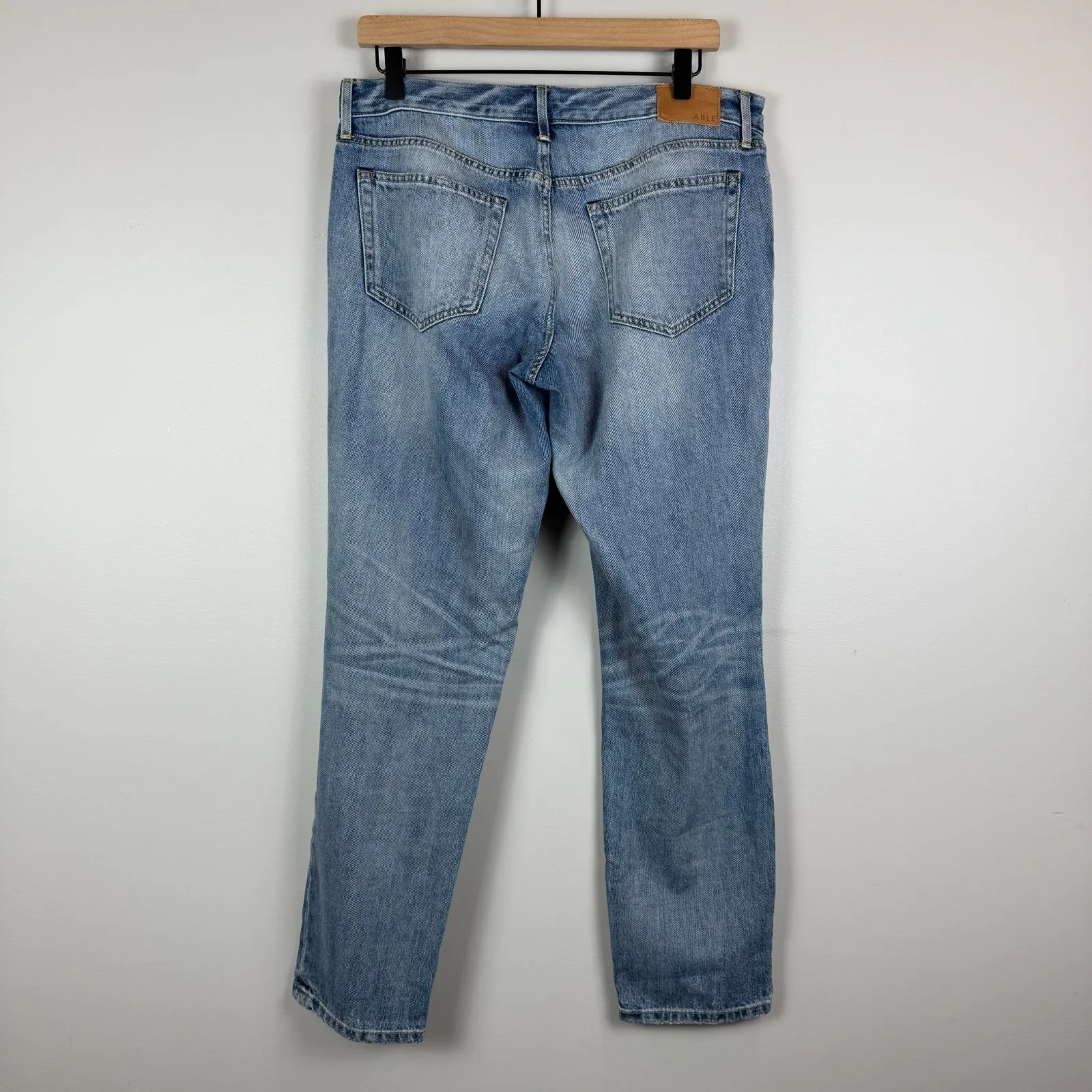 ABLE Jeans Women's 28 Blue Denim Medium Wash Distressed Slouch Casual Stretch - Image 2