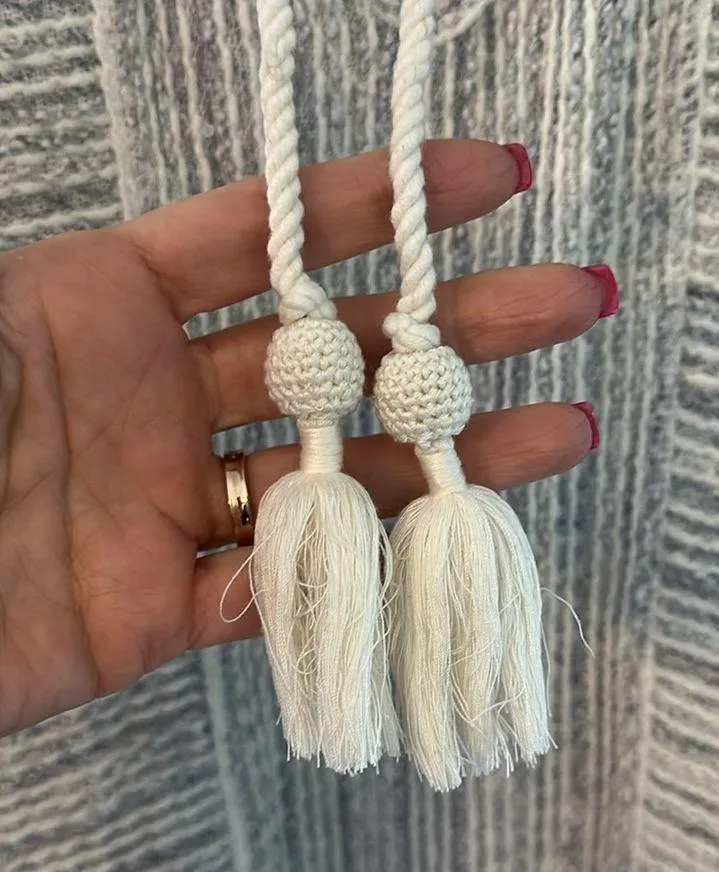 Calypso St Barth scoop neck medium Striped Knit Sweater Tassel Tie tunic dress - Image 3