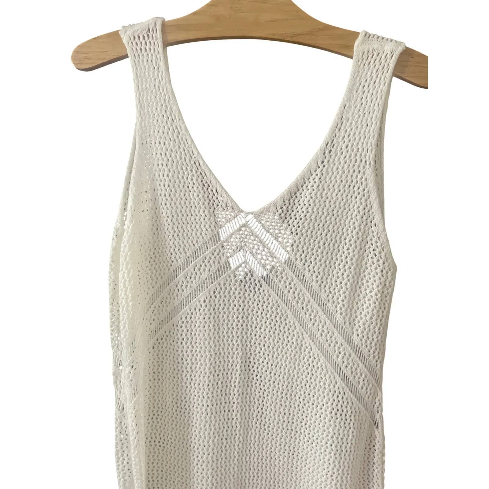 CUPSHE Women Crochet Swimsuit Cover Up Sleeveless Long Split Mesh Beach‎ Dress - Image 7