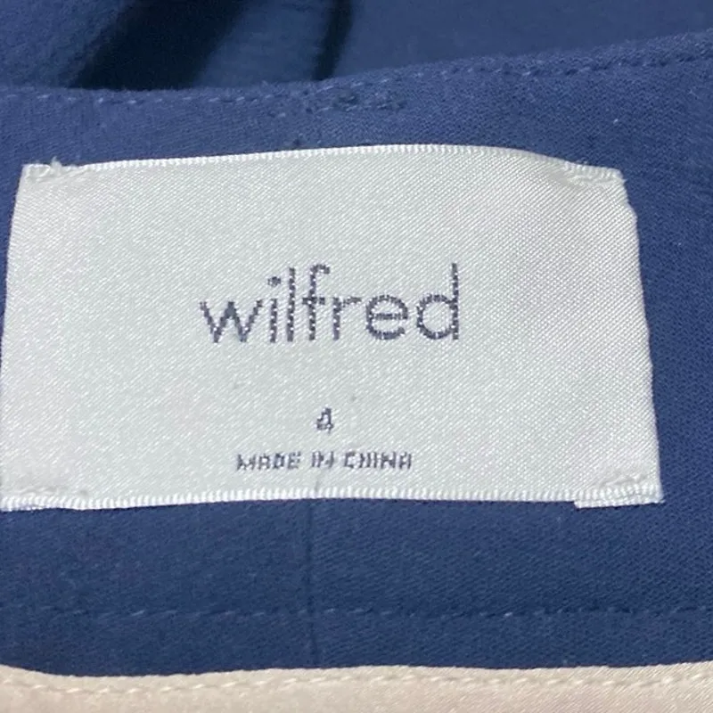 Aritzia Wilfred Women's Blue High Waisted Pleated Straight Trousers Pants Size 4 - Image 4