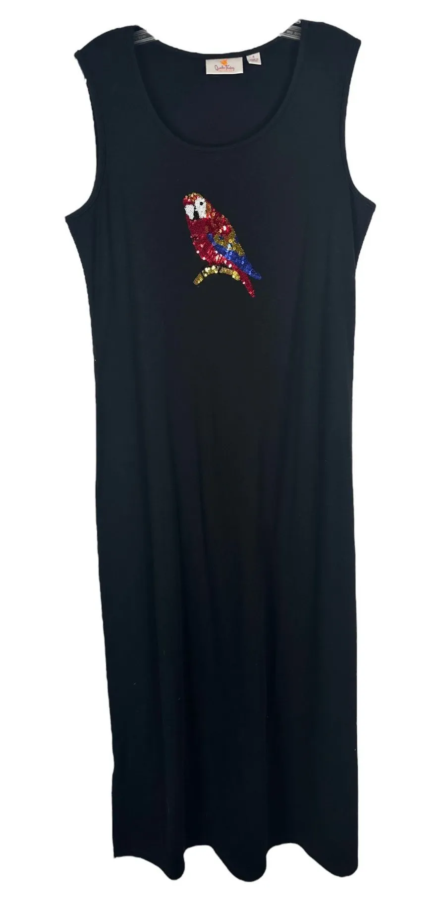 Quacker Factory Small Dress Black Sequin Parrot Maxi Shift Sleeveless 1639 - Image 1