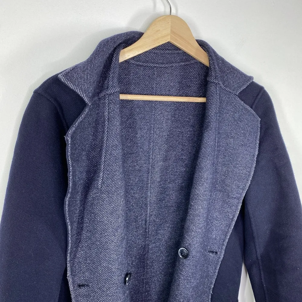 Massimo Dutti  Navy Blue Reversible Wool Blend Coat Jacket Women's Size Small S - Image 5