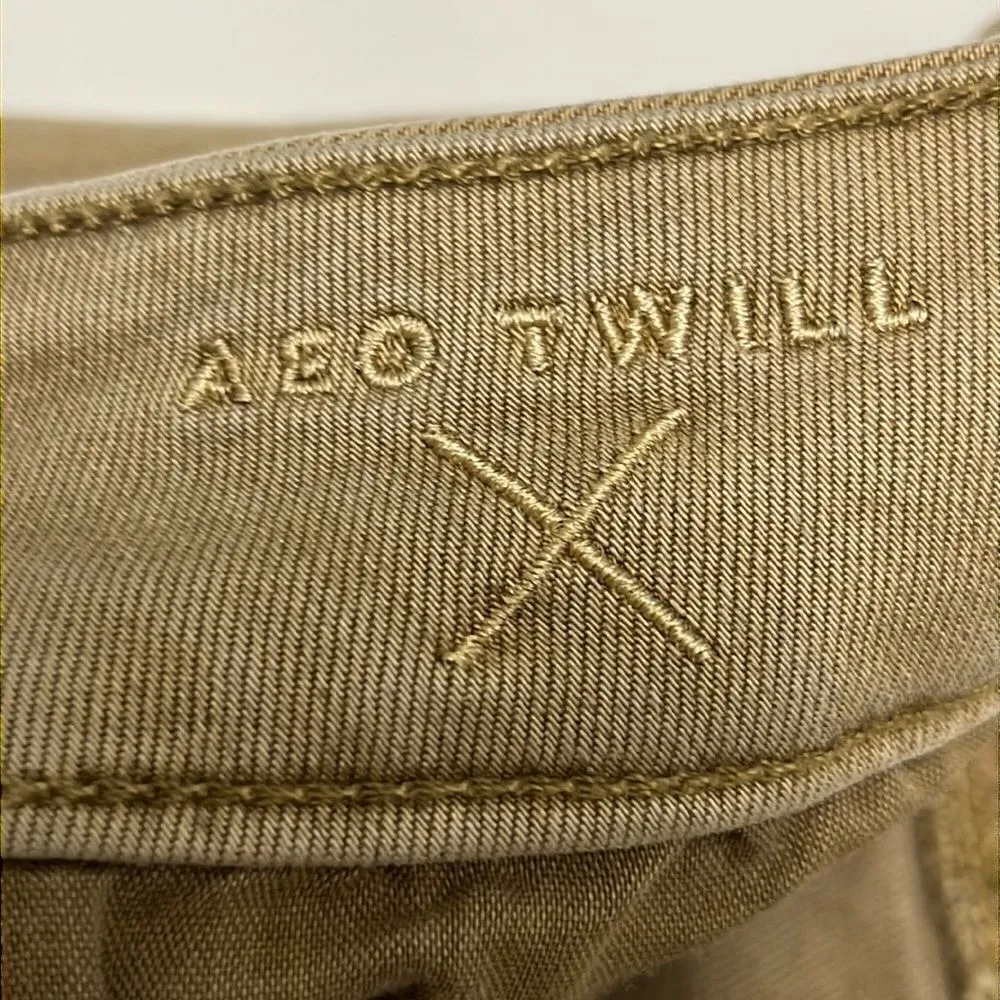 American Eagle Women’s Heather Taupe Super Stretch MIDI Twill Shorts- Size 10 - Image 12