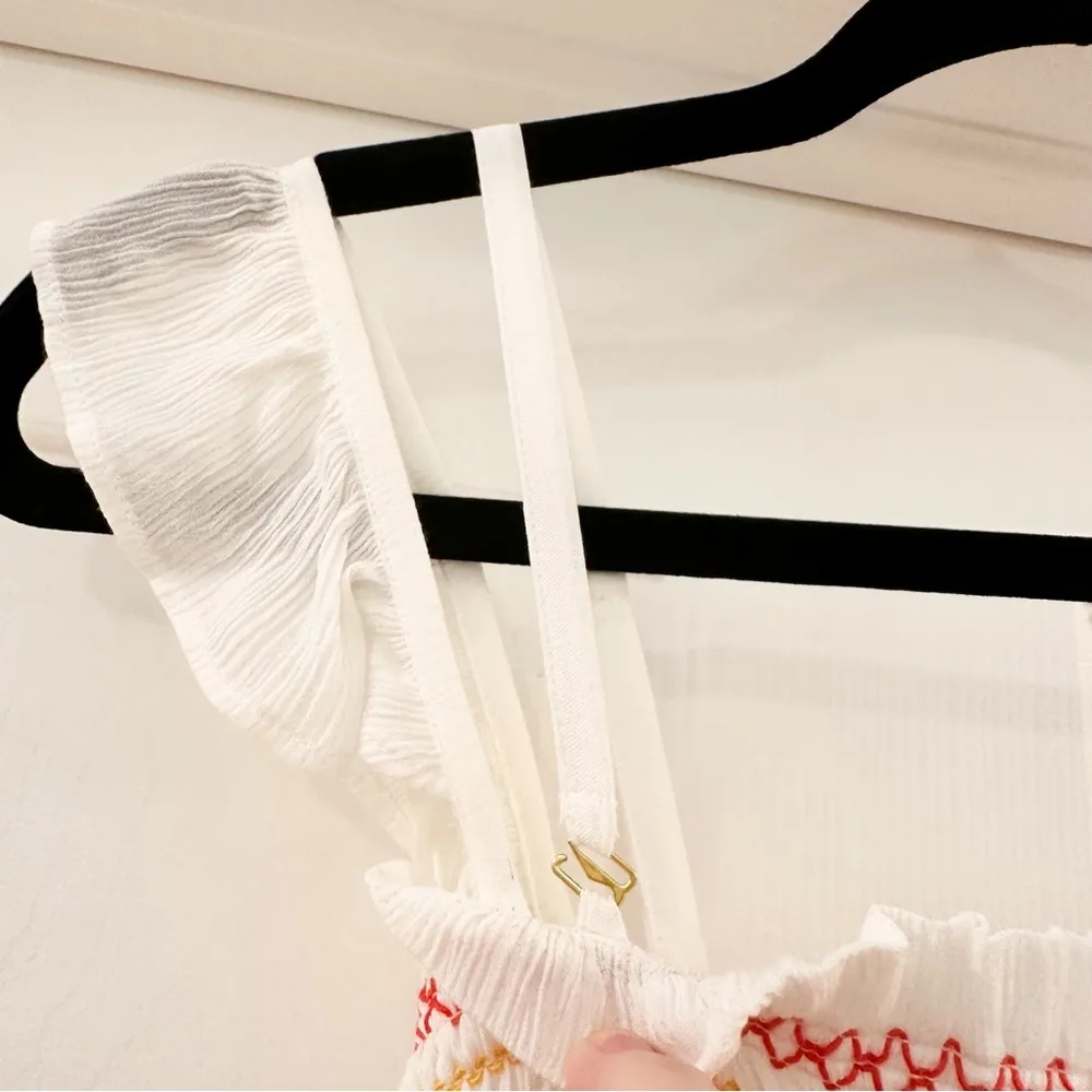 NWT Tory Burch Smocked Rainbow White Maxi Dress sz XS - Image 9