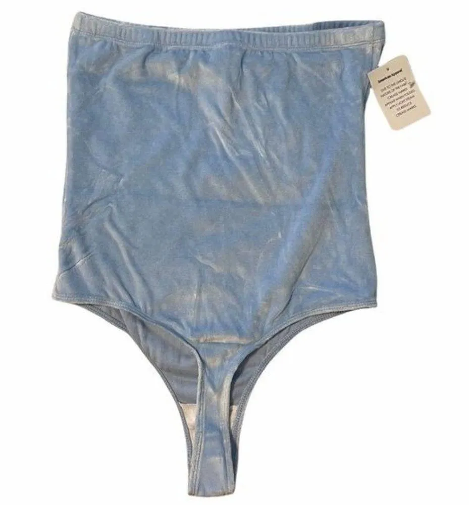 NEW American Apparel Light Blue Velvet Bodysuit - Image 5