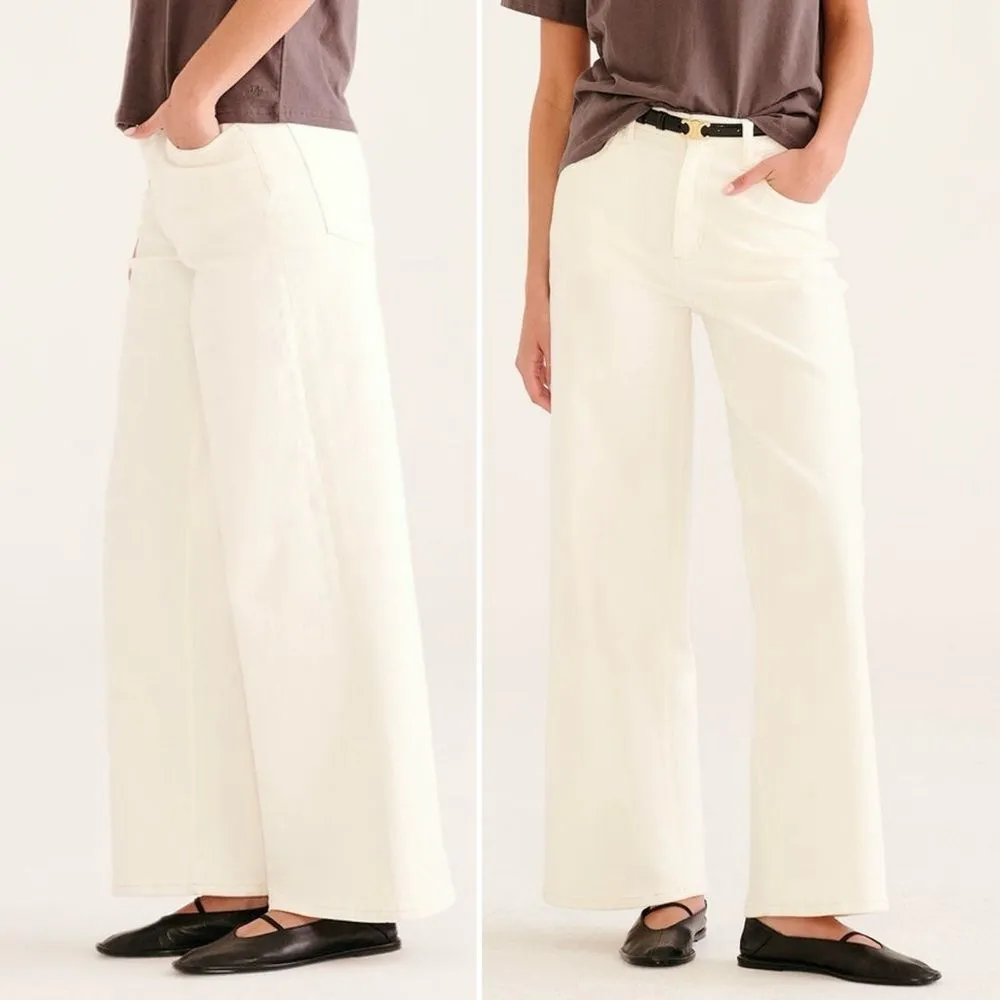NWT NAADAM Soft Denim Wide Leg Jeans Size 14 Milk White High Rise Stretch Twill - Image 16