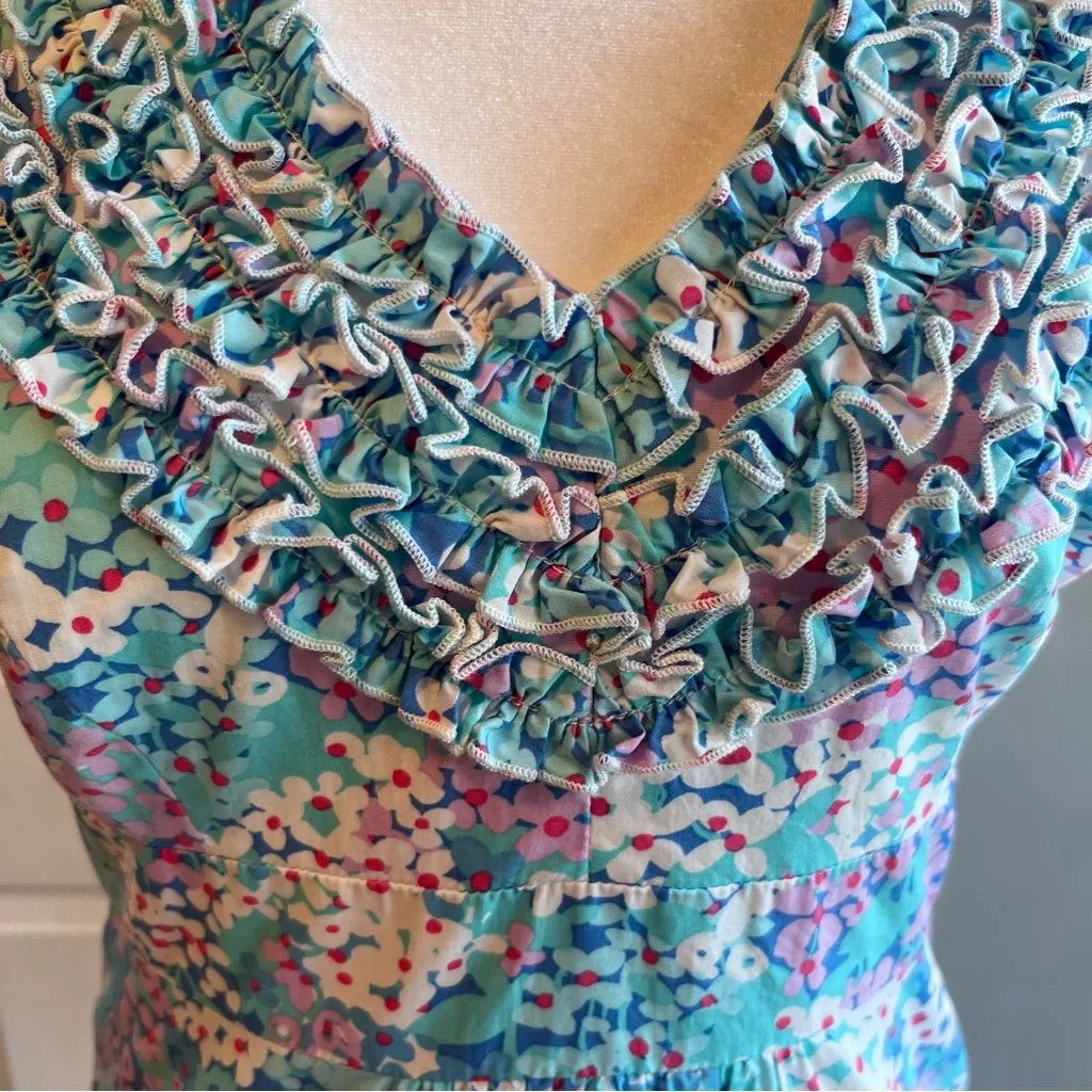 Lilly Pulitzer Vibrant Blue Patterned Backless Halter Dress Floral Size 2 - Image 4