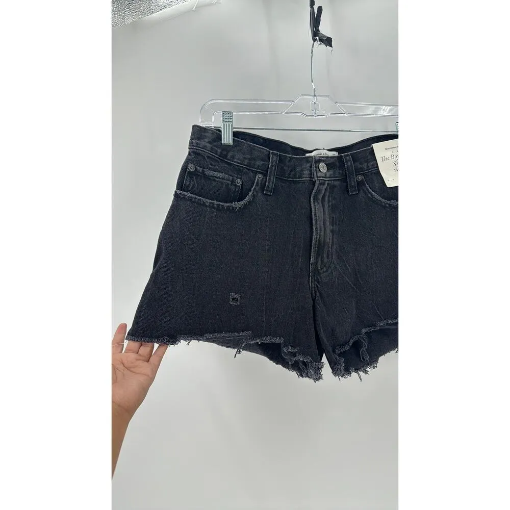 Abercrombie & Fitchburg the boyfriend short mid rise black denim festival beach - Image 4