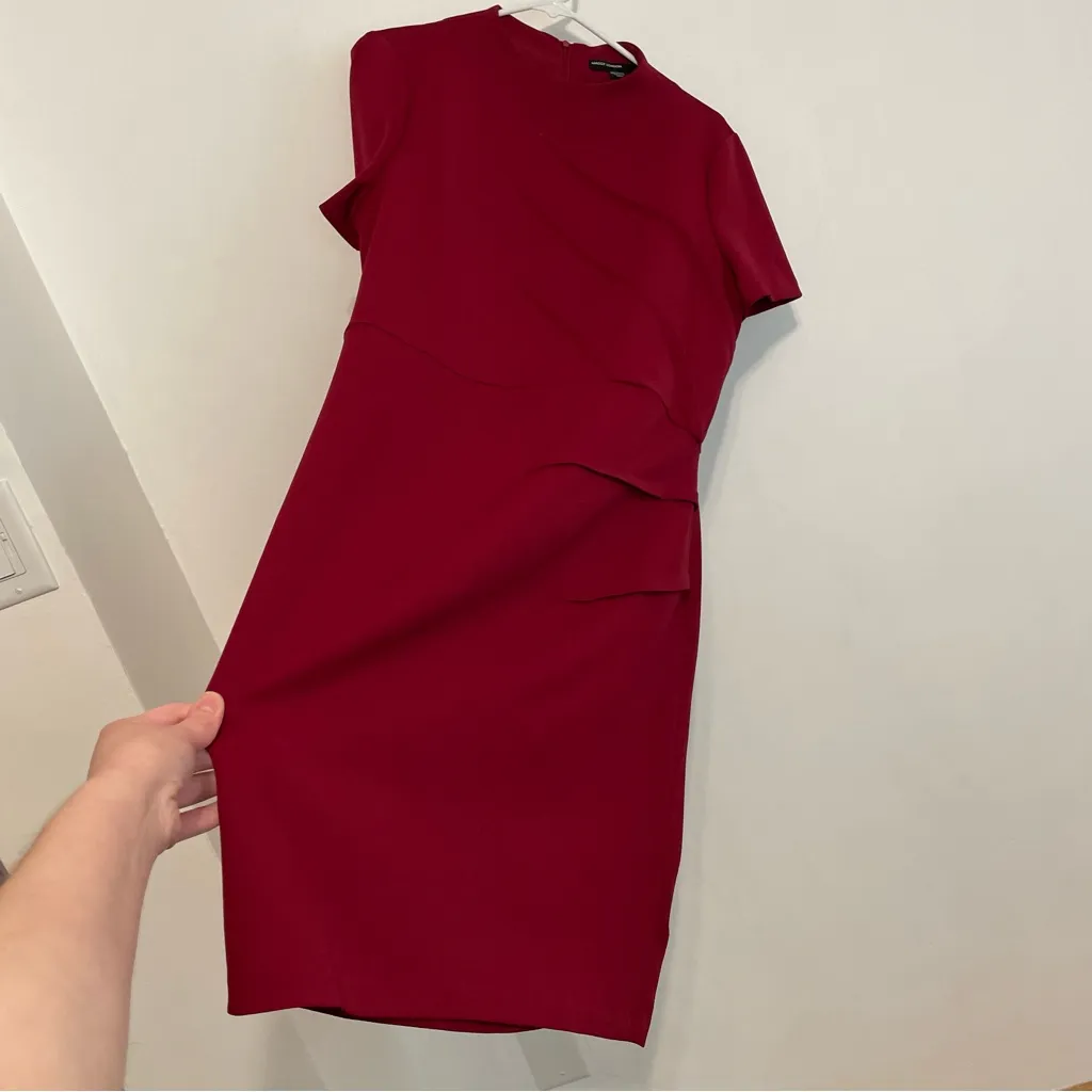 MAGGY LONDON Pintuck Detailed Mock Neck Dress Red Short Sleeve Sheath Dress 12 - Image 10