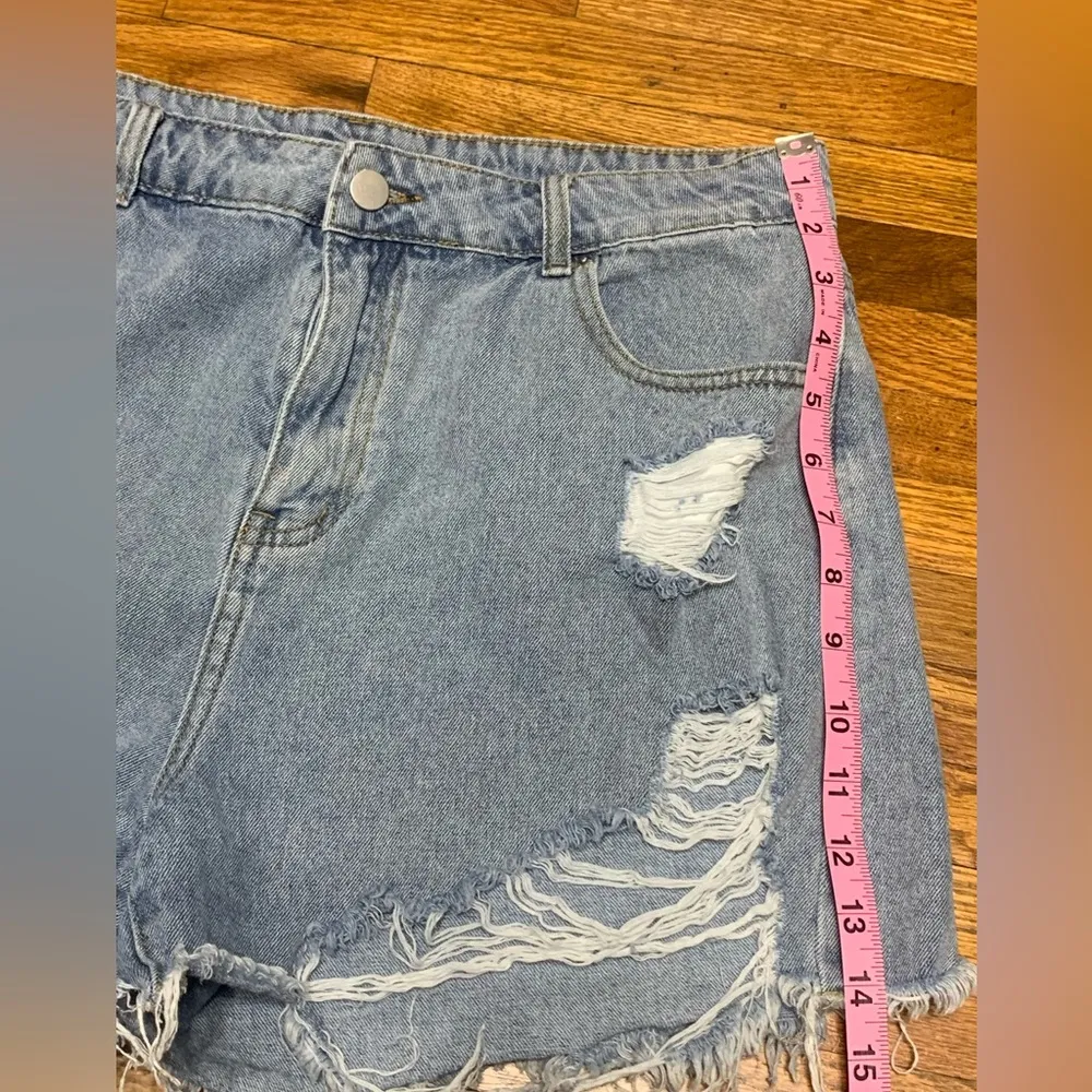 Denim Distressed Shorts - Image 3
