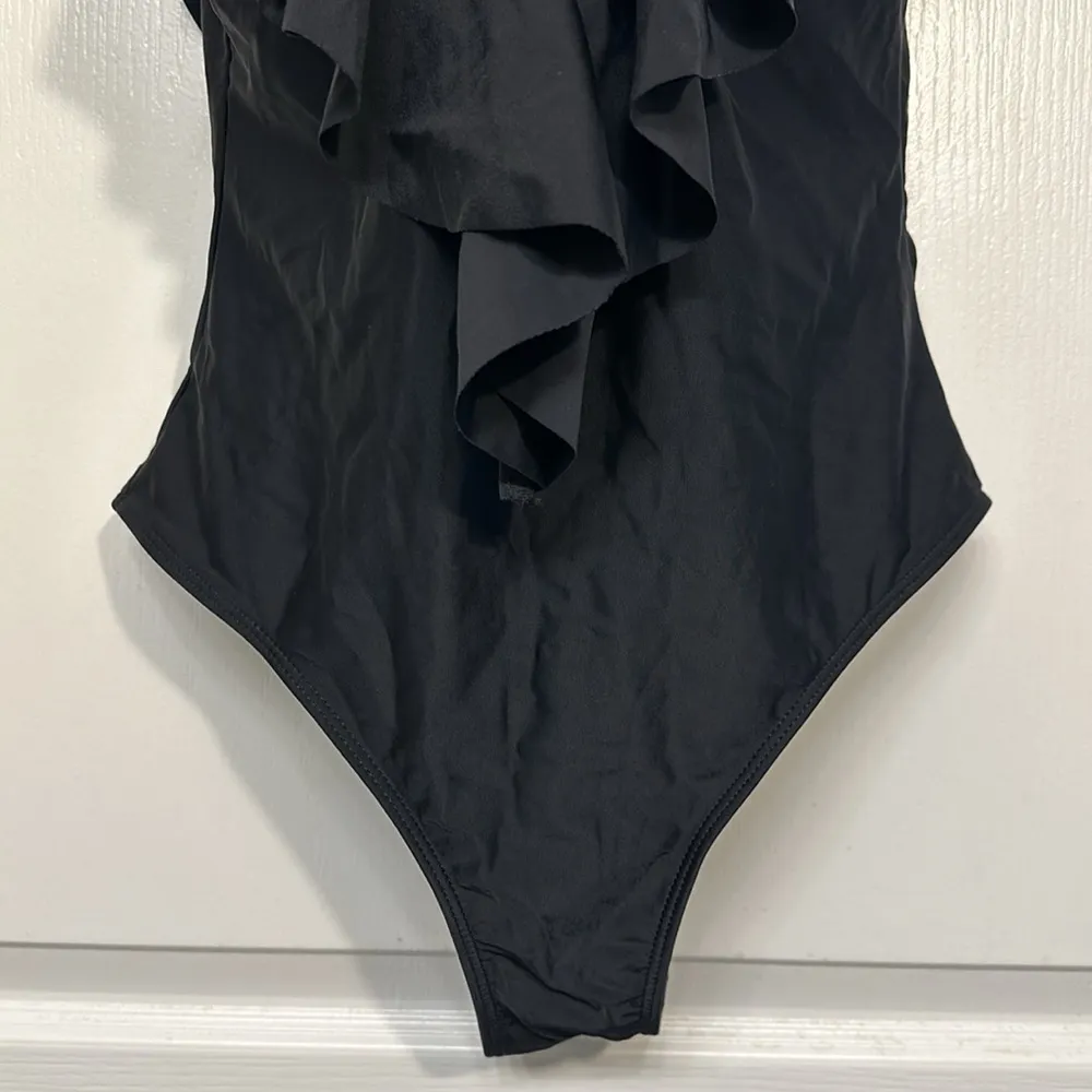 Plunge Ruffled Black Cheeky Low V - Image 3