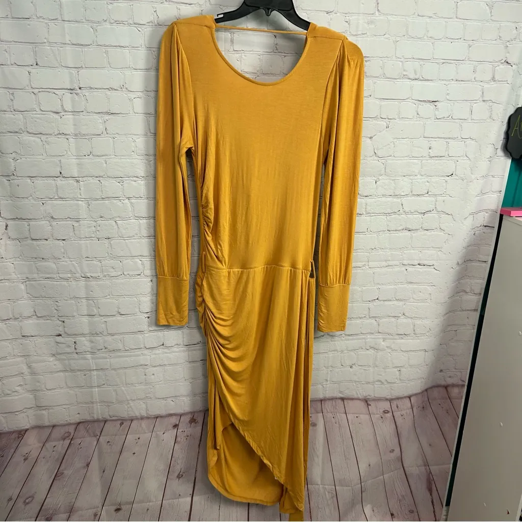 Young Fabulous and Broke mustard yellow asymmetric minimalist dress size Large - Image 2