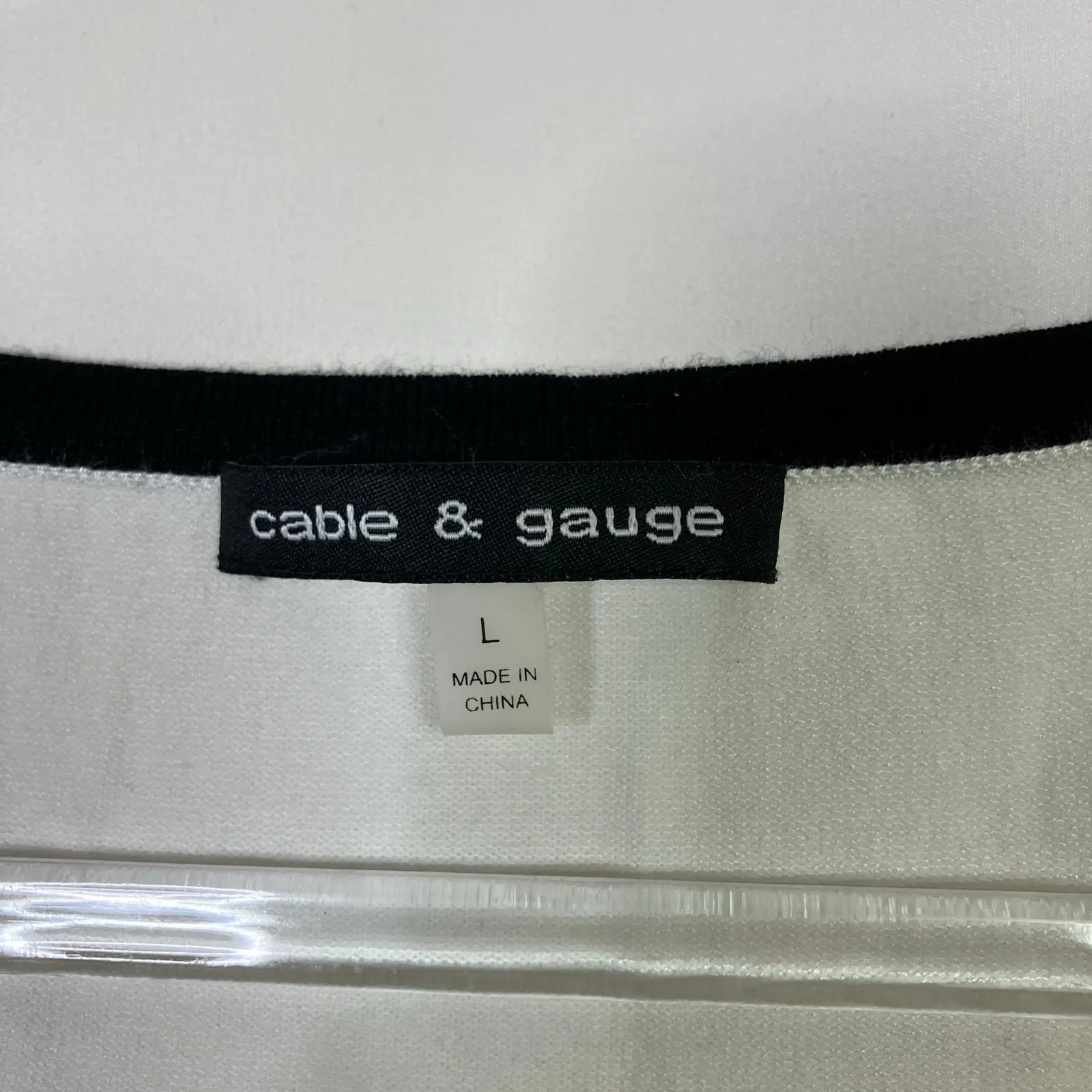 Cable & Gauge Colorblock Knit Tank Top White Red Black Rayon Blend Womens Large - Image 3