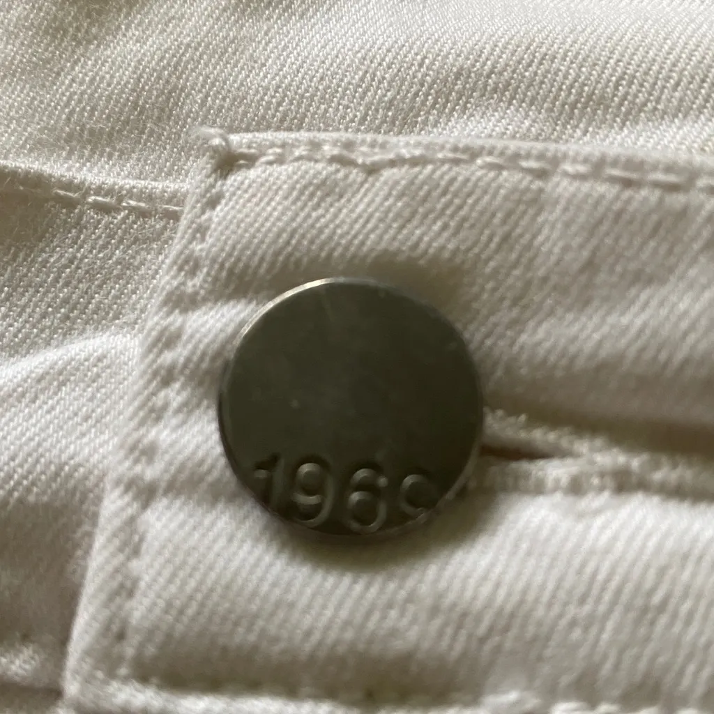 GAP 1969 mid rise stretch denim legging white 5 pocket button zipper size 27 - Image 5