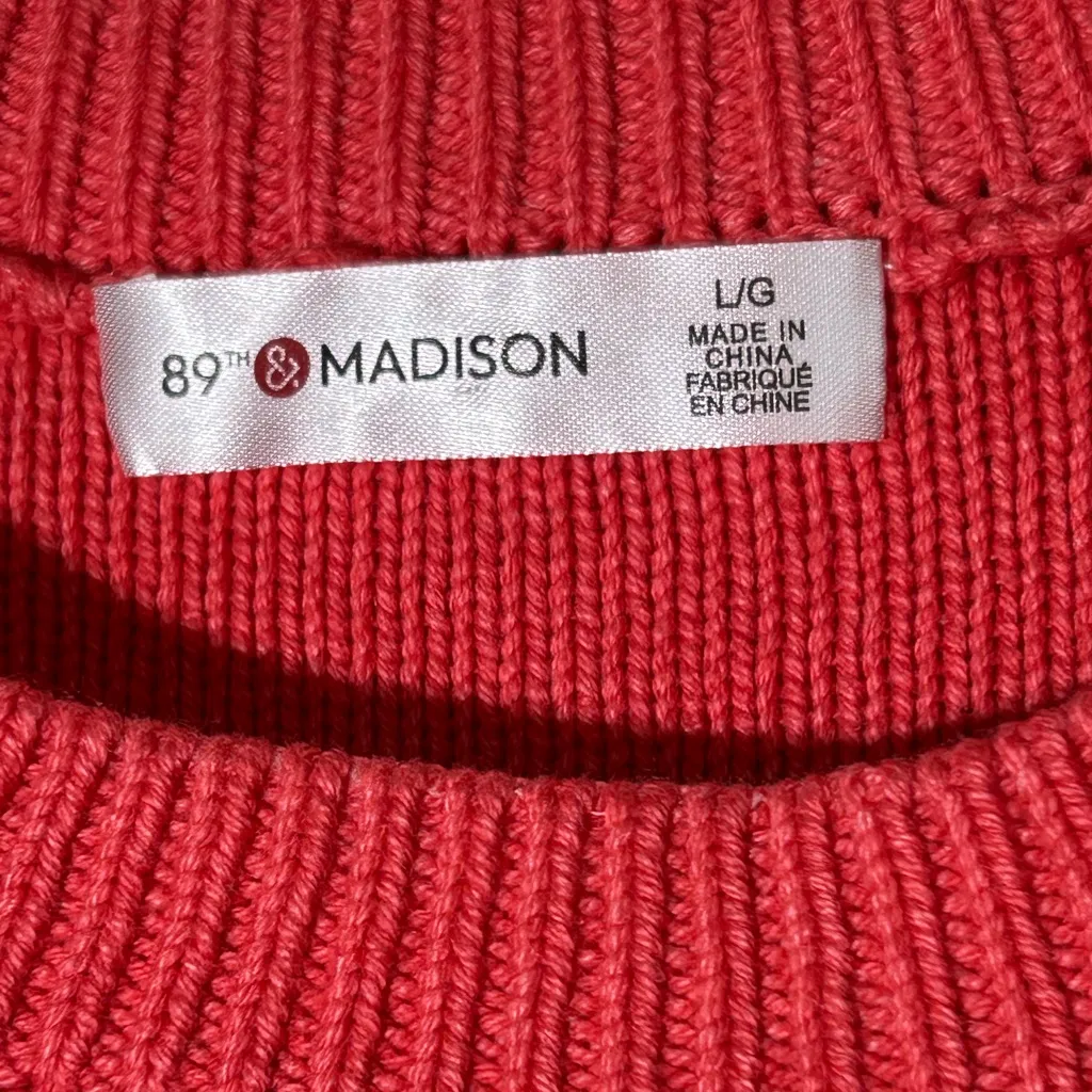 89th And Madison NWT Womens size Large Coral Bisque Dip Dye Ombre sweatshirt Pink - Image 3