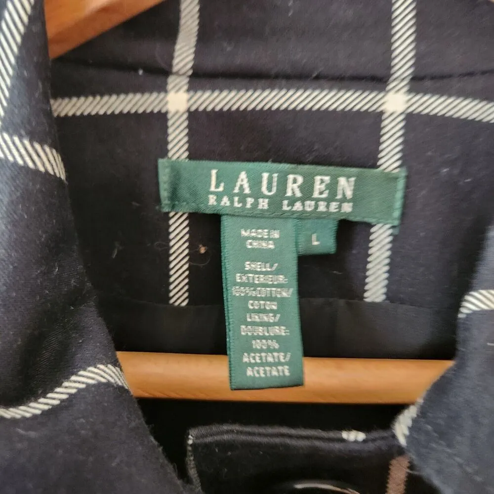 Lauren Ralph Lauren Black White Window Pane Coat Jacket Hidden Buttons Sz L Size L - Image 3