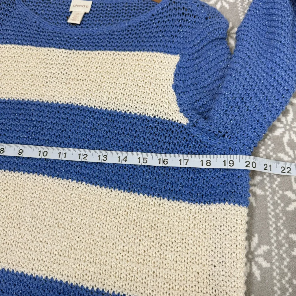 NWT Chico's‎ Horizontal Stripe Harley Pullover Sweater Blue/White Size Large (2) - Image 10