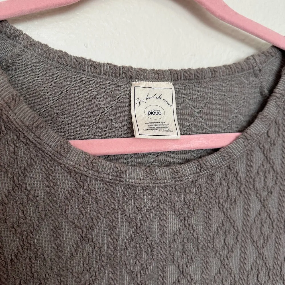 Textured Knit Stretch Grey Long Sleeve Thermal Luxury loungewear - Image 4