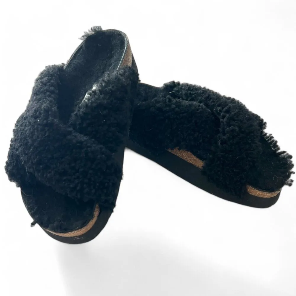 Birkenstocks 6.5 / 37  Papillio Daytona Platform Shearling Slide Kork Sandal - Image 3