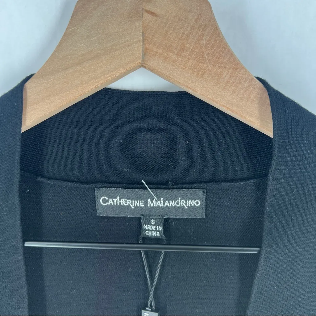 Catherine Malandrino Black Lace Trimmed 3/4 Sleeve Open Front‎ Crop Cardigan - Image 2