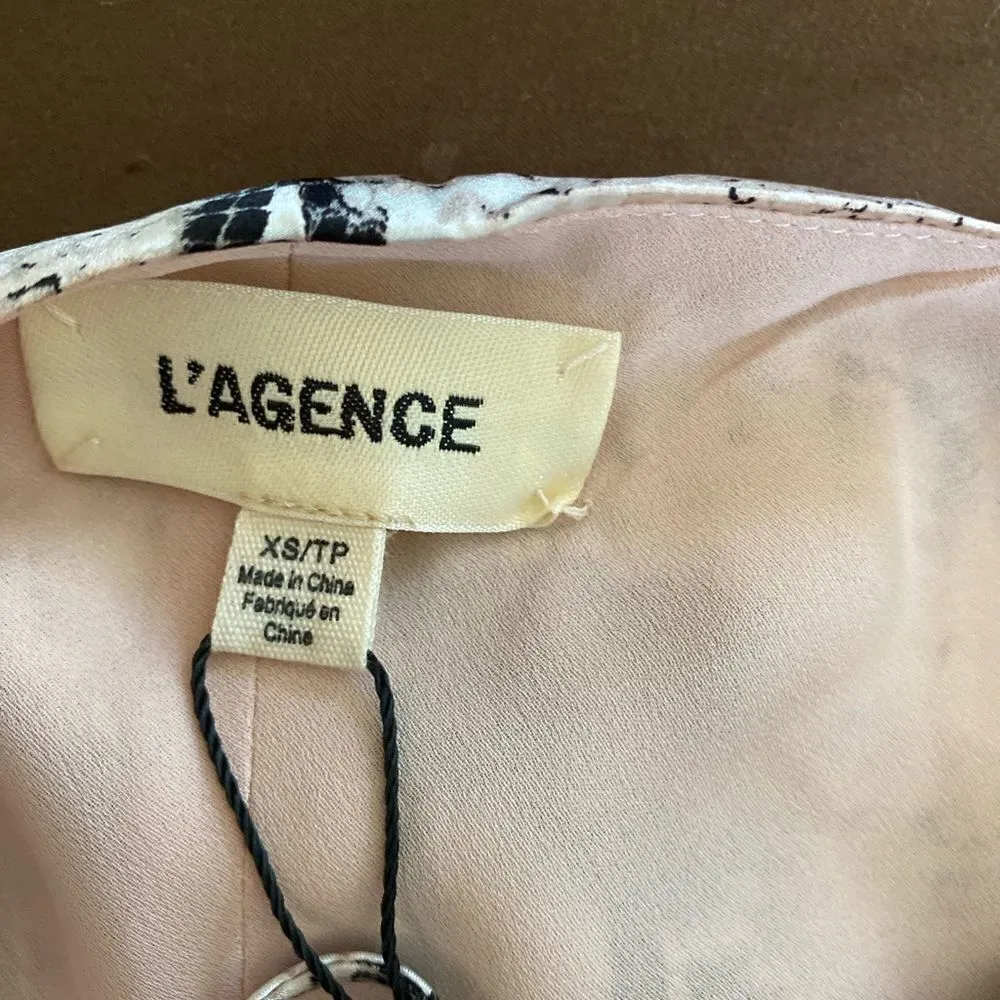 NWT L’Agence Jodie pale pink snakeskin print 100% silk dress XS - Image 7