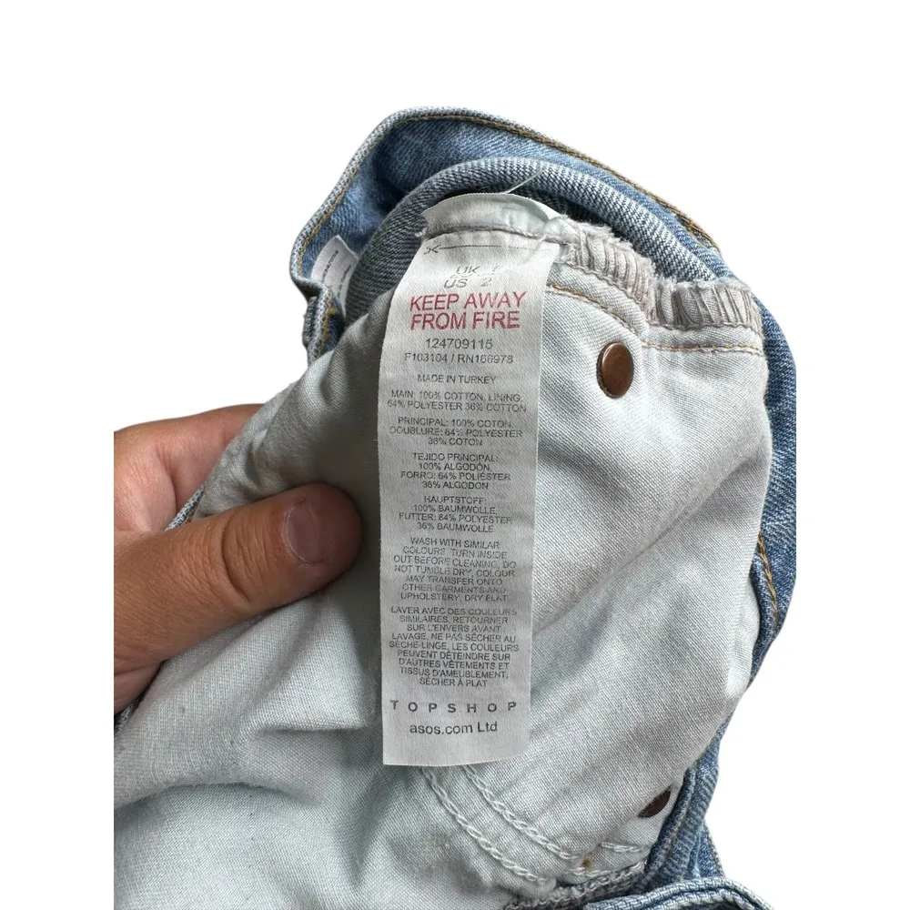 Topshop Women's High Rise Denim Mom Cuffed Shorts US 2 Summer Spring - Image 3