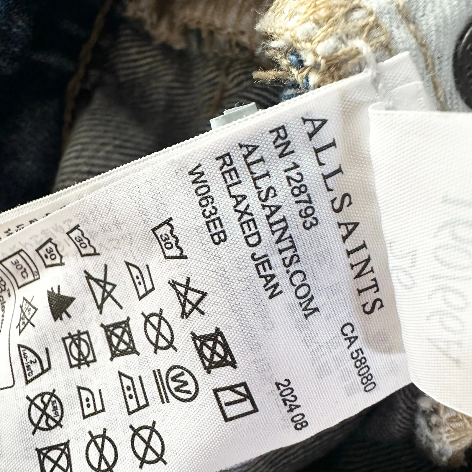 Allsaints Relaxed Fit Wide Leg Indigo Blue W063EB Denim Jeans Waist 26 W063EB - Image 11