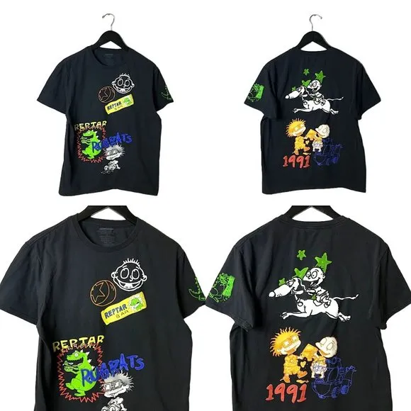 Nickeledeon T Shirt Rugrats Cartoon Characters Double Sided Graphic Tee L - Image 2