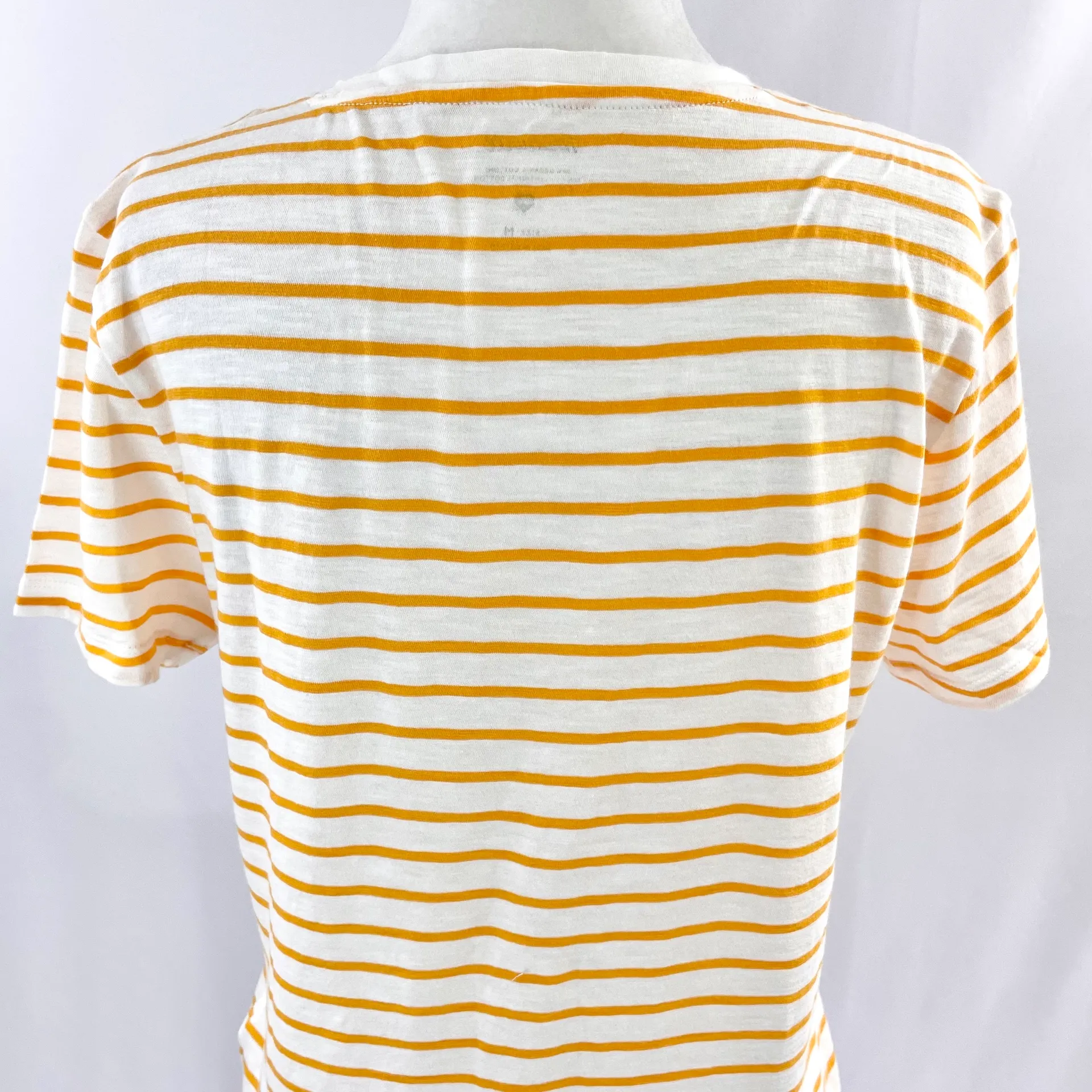 New  Theresa Striped V-Neck Short Sleeve Tee Pollen White - Image 9