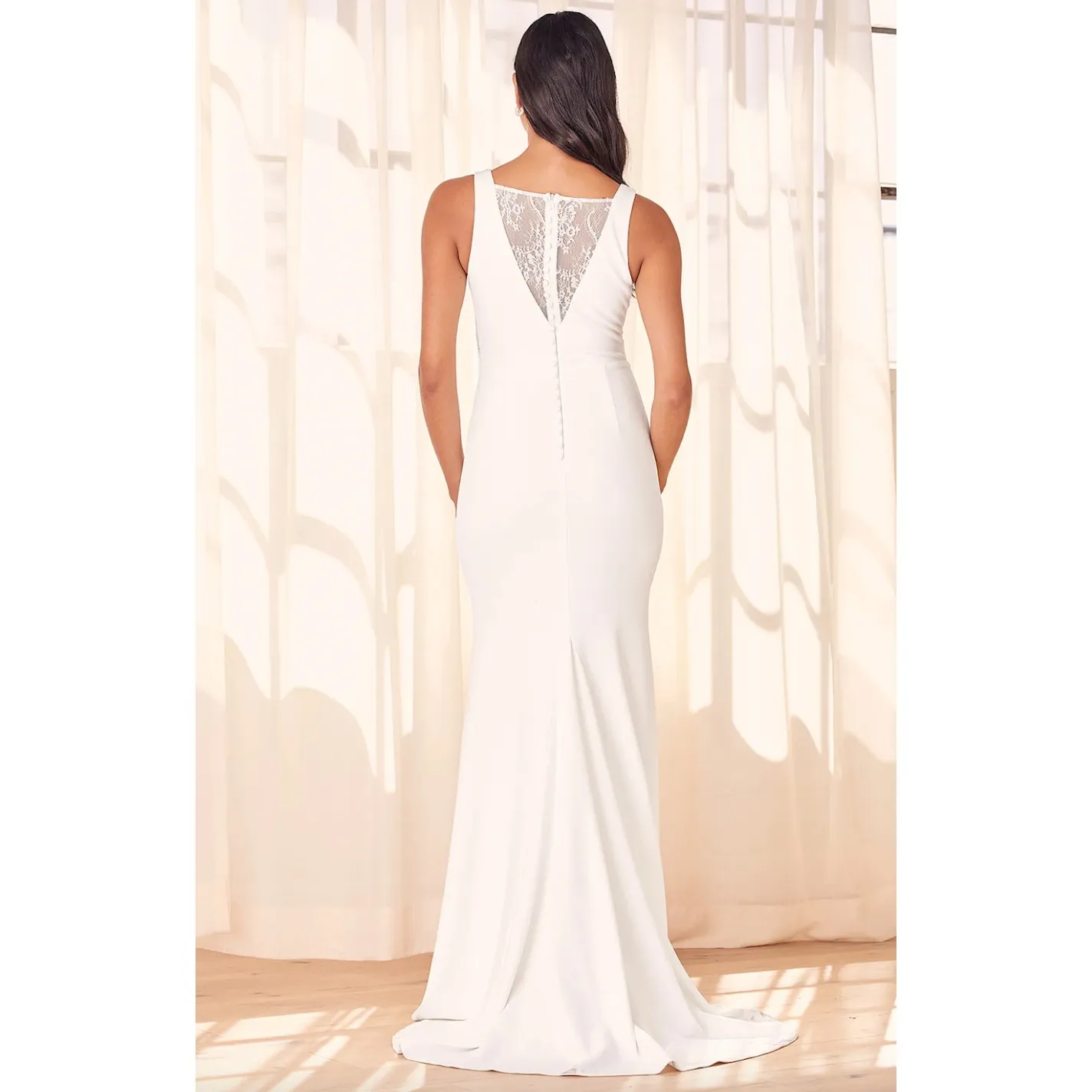 Lulus Extraordinary Romance White Button Back Mermaid Maxi Dress Formal S NWT - Image 2