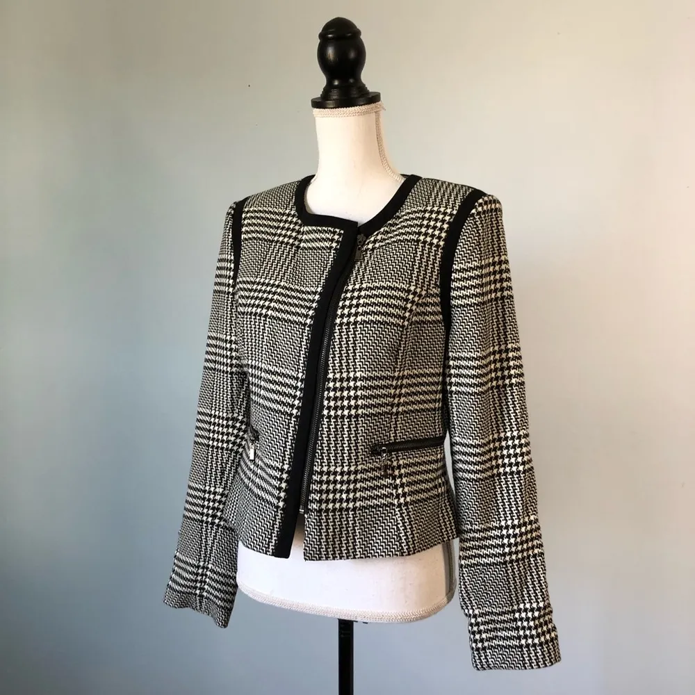 MARIO SERRANI ITALY | Plaid Houndstooth Full Zip Blazer - Image 37