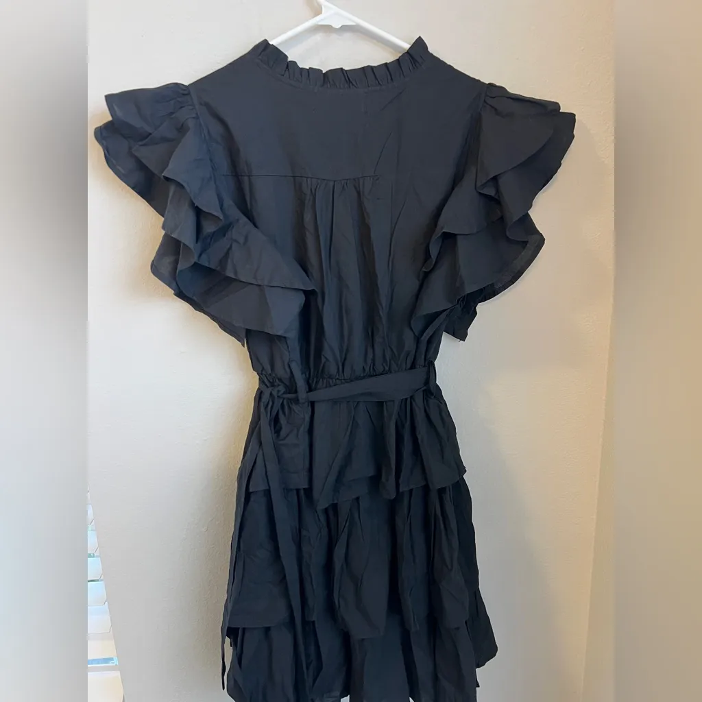 Black Ruffled Tiered Dress - Image 3