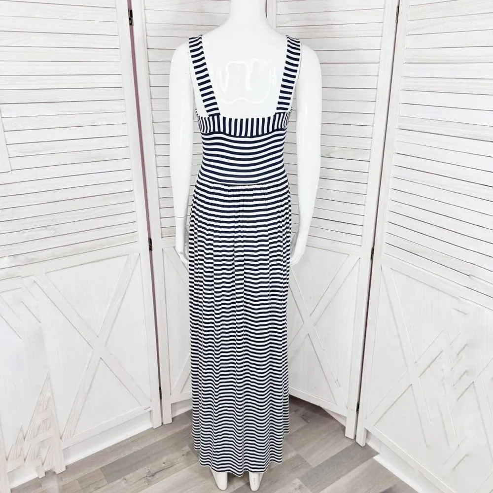 Loft‎ Nautical Stripes Knit Maxi Sundress Sleeveless Blue White XS - Image 5