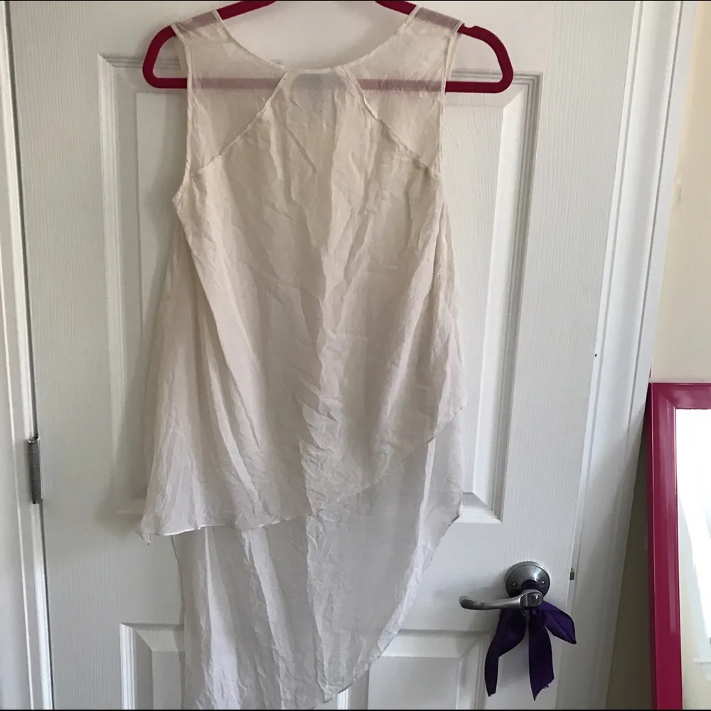 BCBG Asymmetrical High Low White Top - Image 3