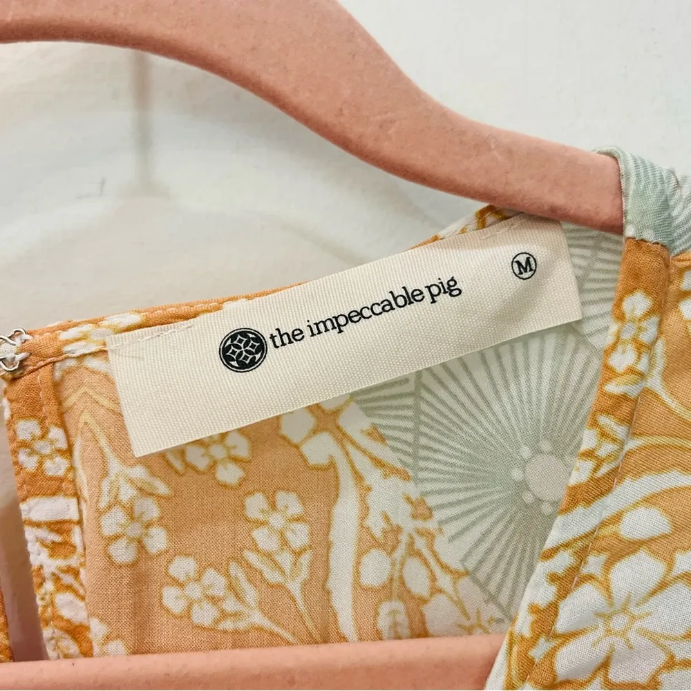 the impeccable pig boutique boho dress pink green with belt tie size Medium - Image 2