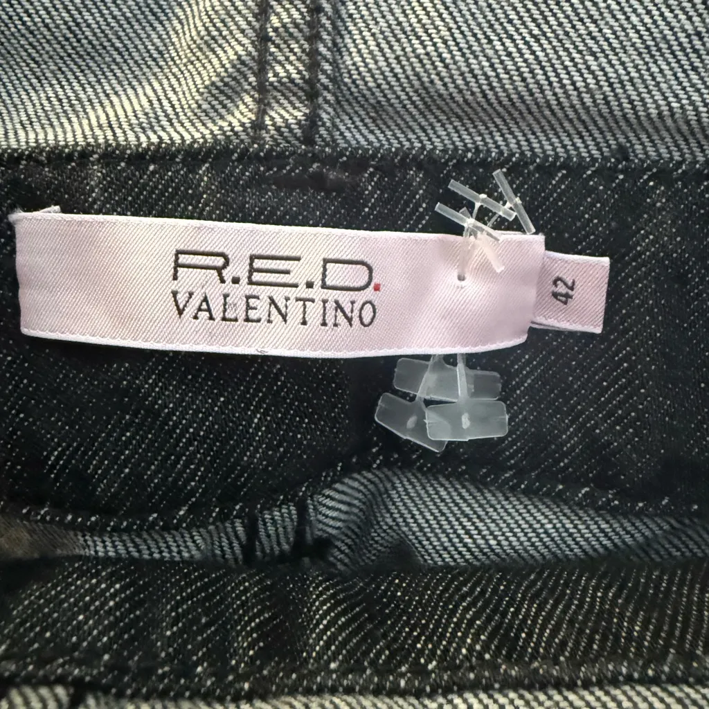 NEW RED VALENTINO WOMENS 42 Black Denim Overalls Made Italy Wide Leg - Image 6