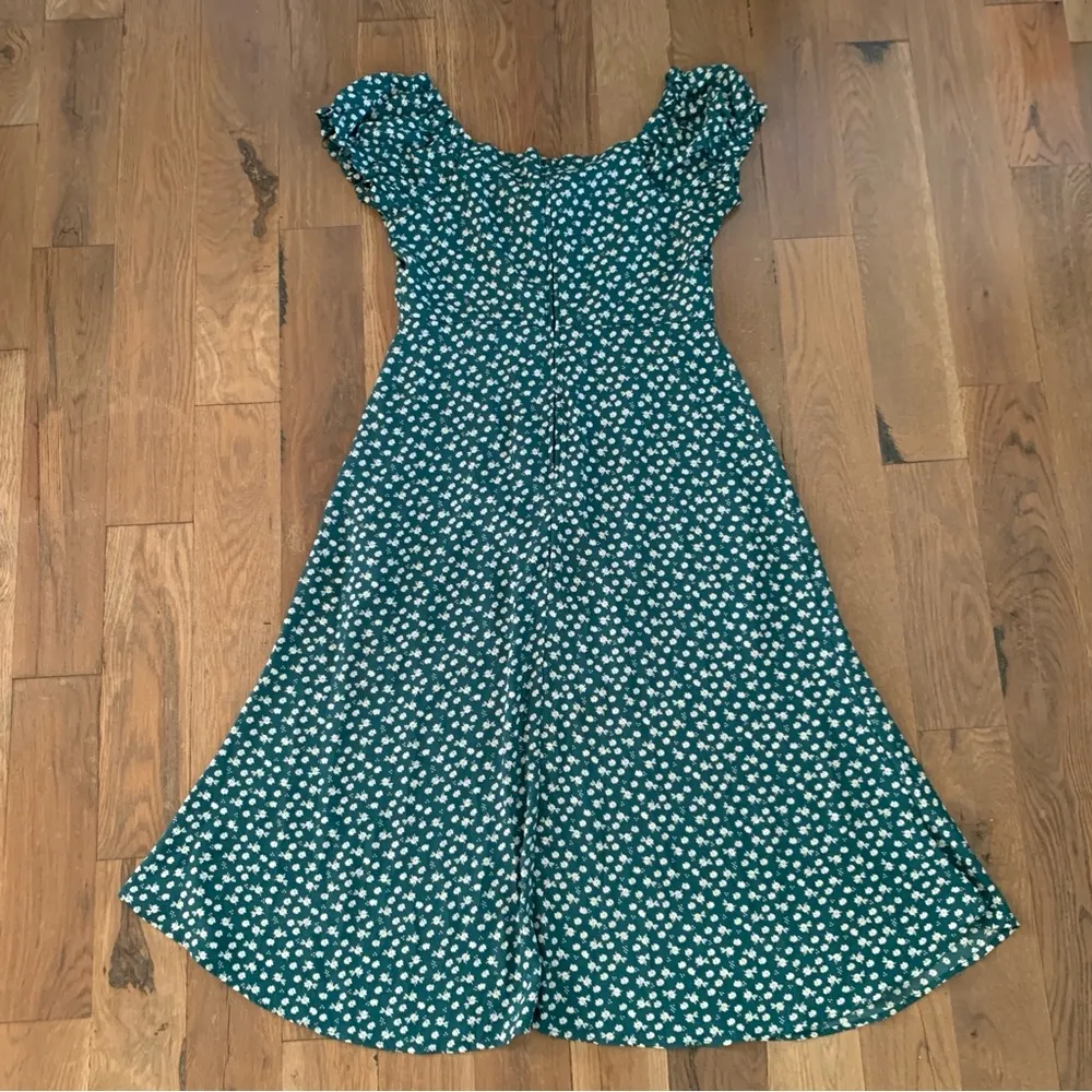 Miami Green Floral Midi Bow detail Dress Size Large - Image 7