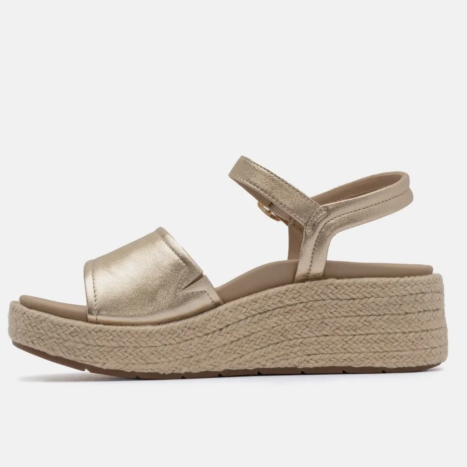 Abeo Solstice Buckle wedge sandal comfort cushioned gold metallic shoes size 7.5 - Image 5