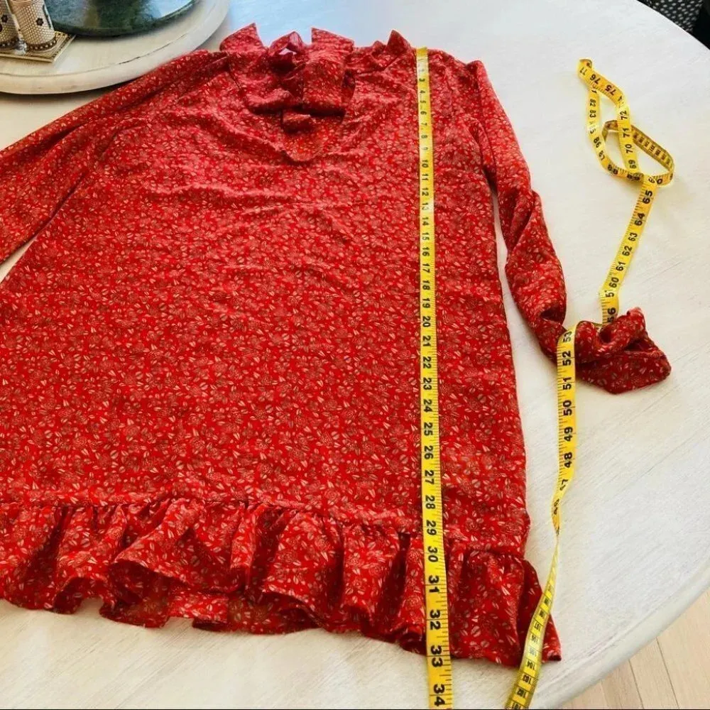 Free People Floral Tie Neck Mini Dress - Image 8