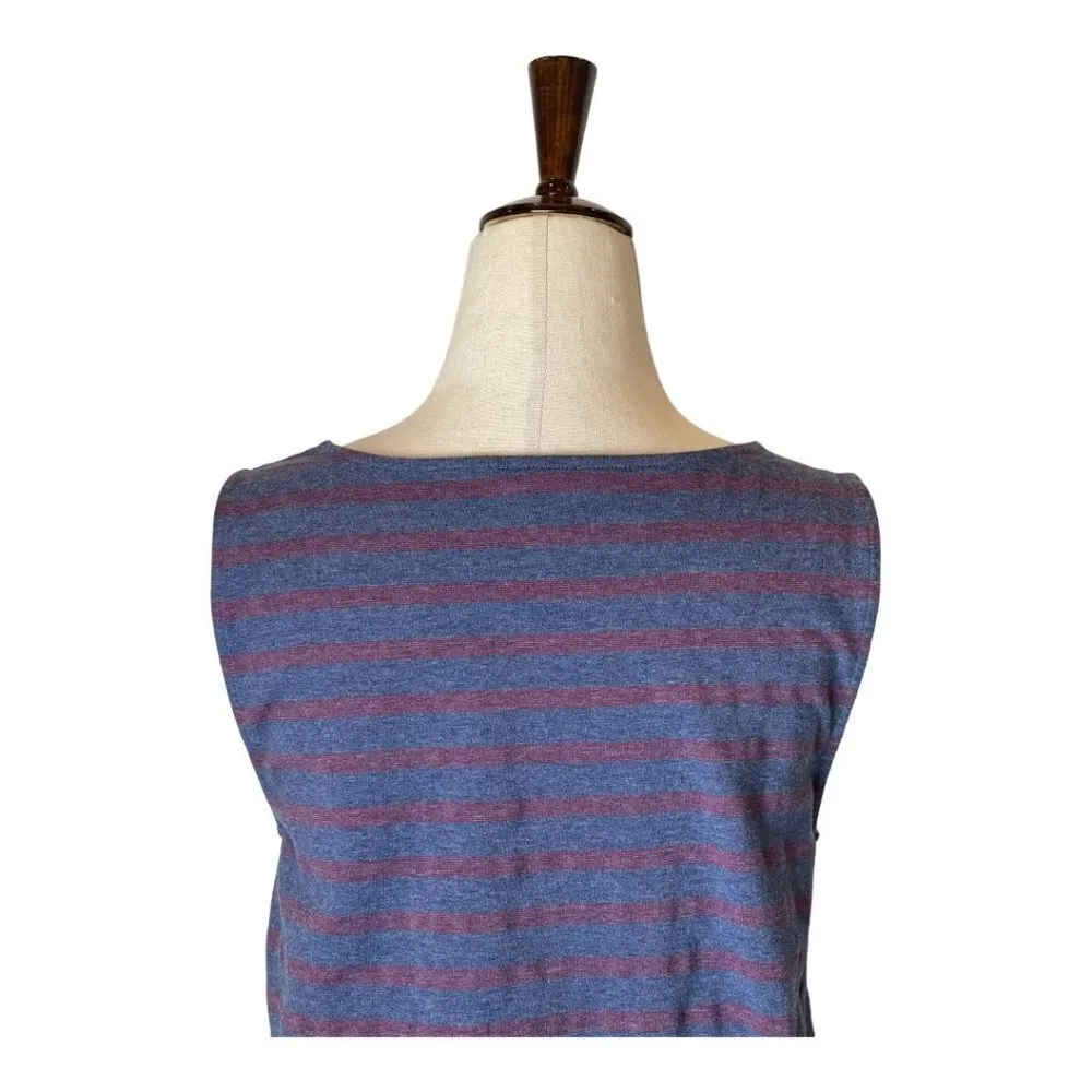 Talbots Blue And Purple Stripe Sleeveless Faux Wrap Skirt‎ Dress Size S - Image 4