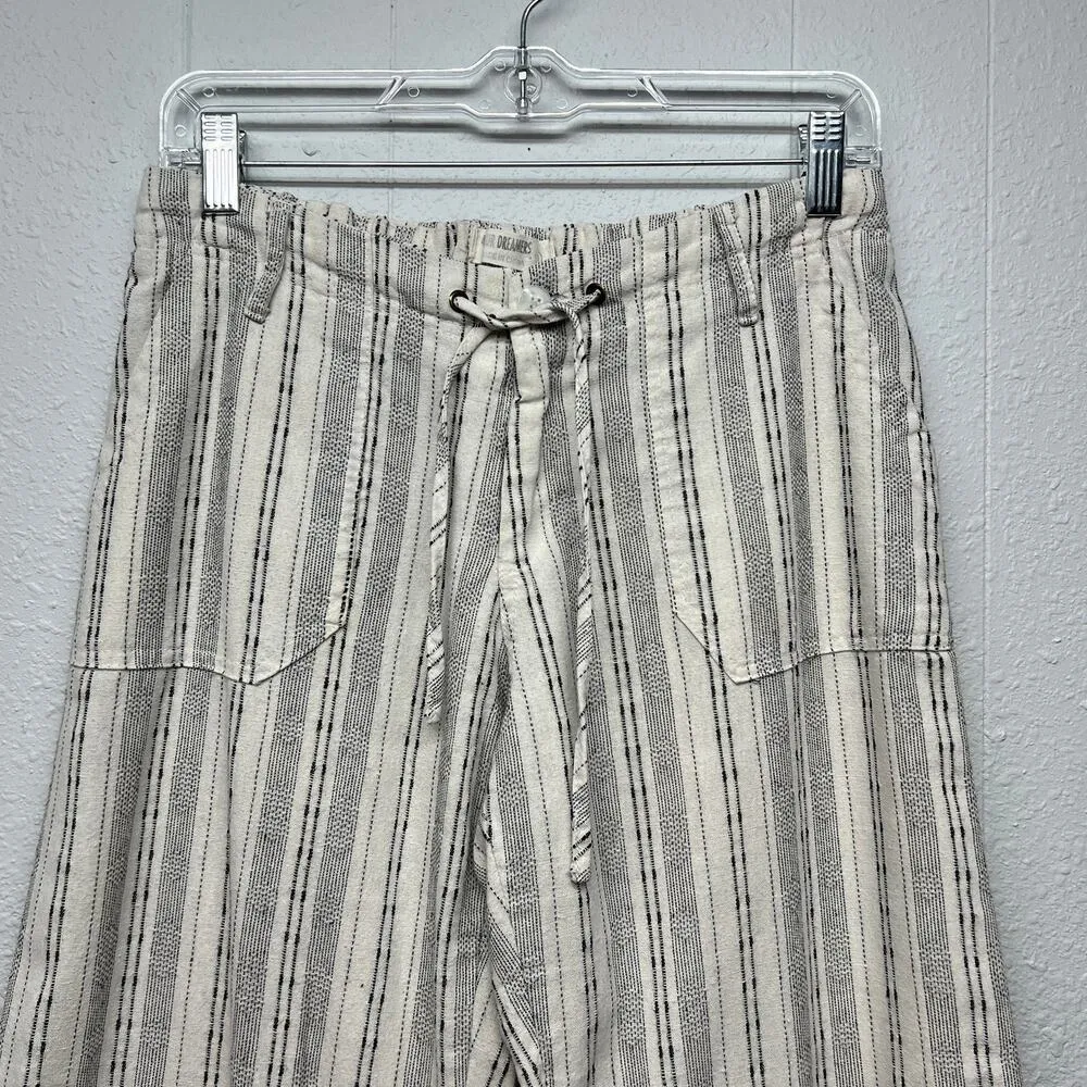 4 Our Dreamers Womens Pants M Linen Cotton Old Money Quiet Luxury Beachy Coastal Gray Size M - Image 3