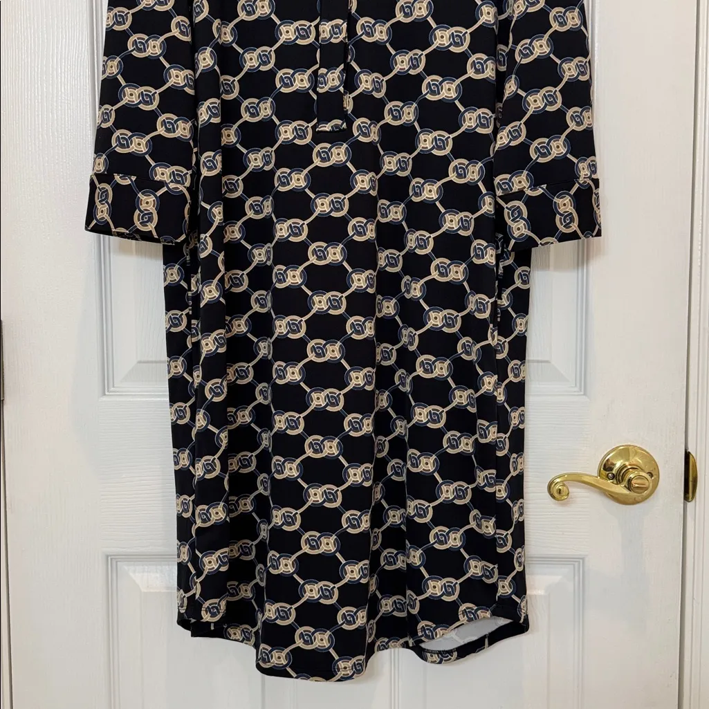 J. McLaughlin Berlin Midi Dress in Black Blue Heraldic Knot Size Small - Image 7