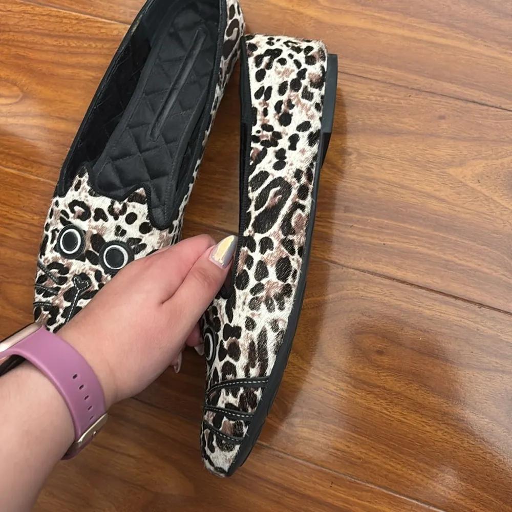 Marc by Marc Jacob’s Cat Leopard Print Fur Hair Flats - Image 2