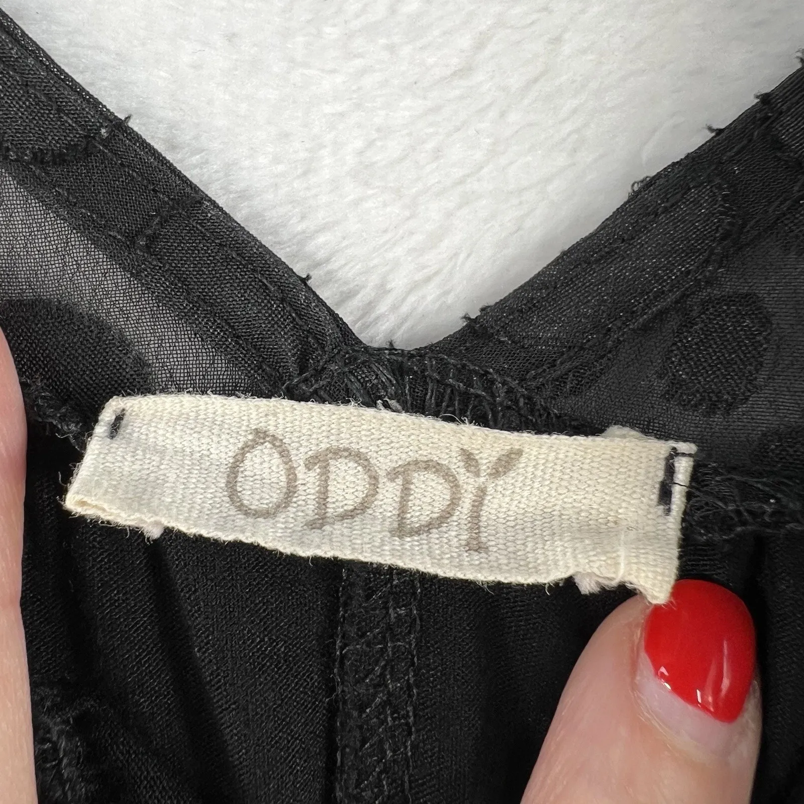 Oddy Oddi Plus 2X 3X Boho Tunic Top Black Sheer Dot Yolk Oversize Whimsy Flowy - Image 5