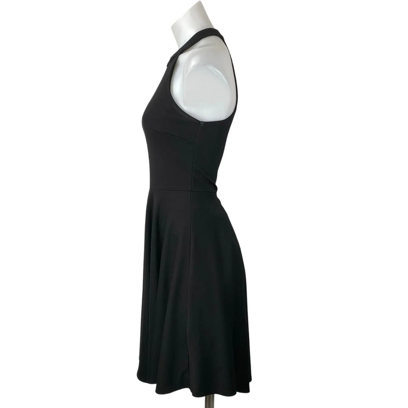 Aqua Women's Black Sleeveless Halter Zip Mini A-line Fit & Flare Dress Size S - Image 2