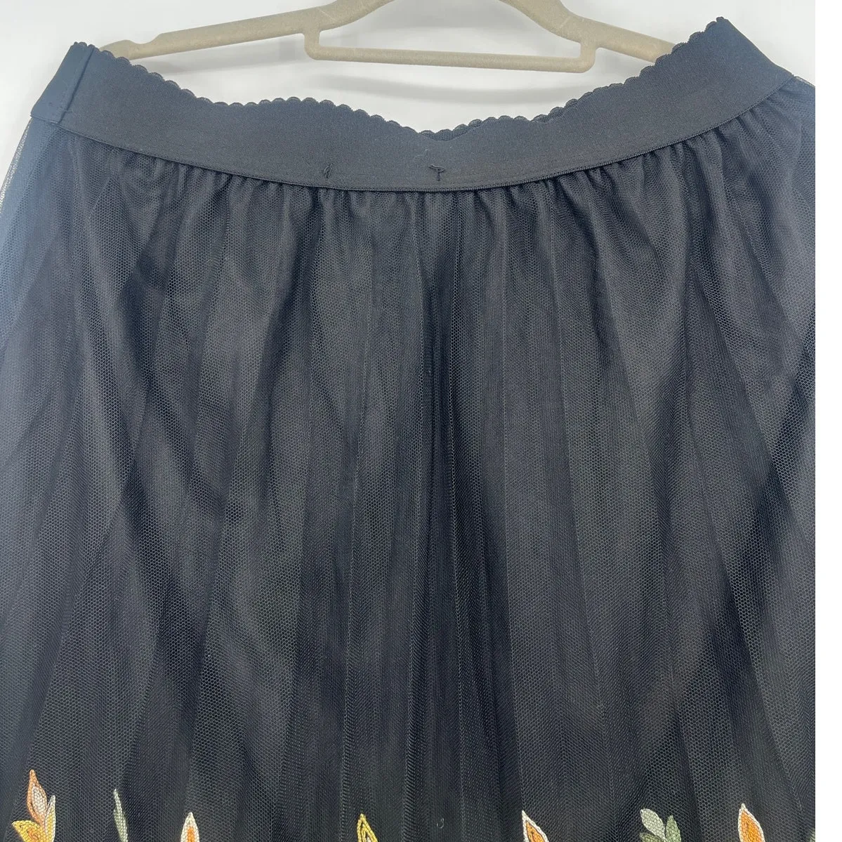 Studio West Mesh Skirt Sz L Black Cottage Festival Fairy Grunge Embroidered Size L - Image 7