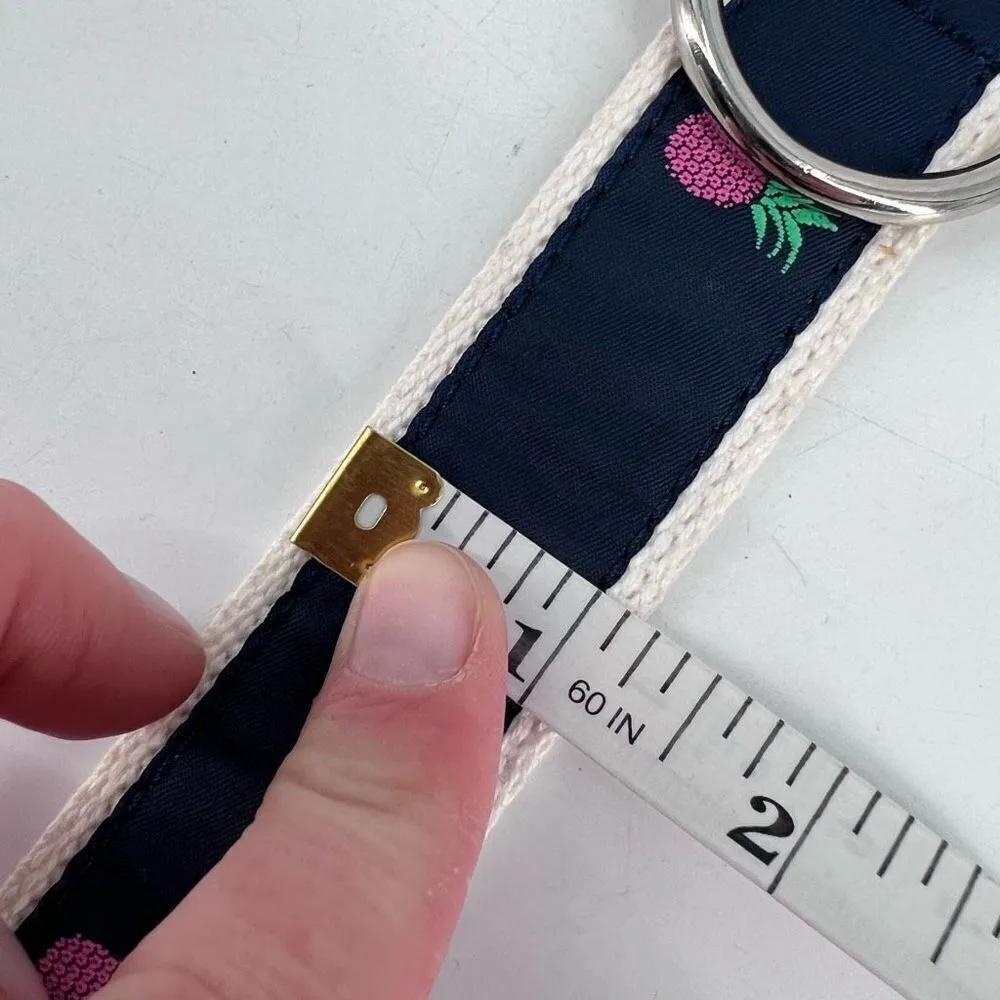 Leather Man Women's Nylon Canvas Belt Pineapple Print D Ring Navy Blue Medium Blue - Image 2