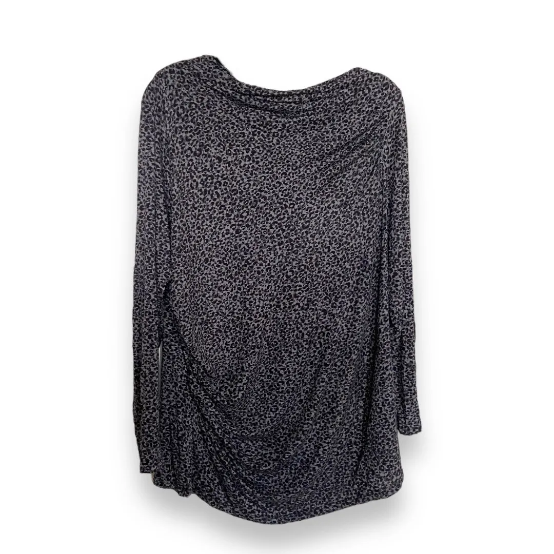 Skinnygirl Womens Top Size 2X Gray Black Leopard Print Boatneck‎ Side Ruched NEW - Image 2